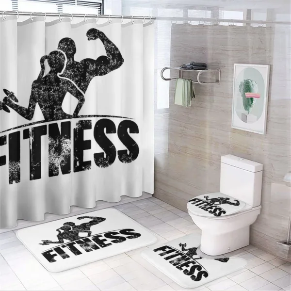 Grunge Strong Man Woman on a shower curtain