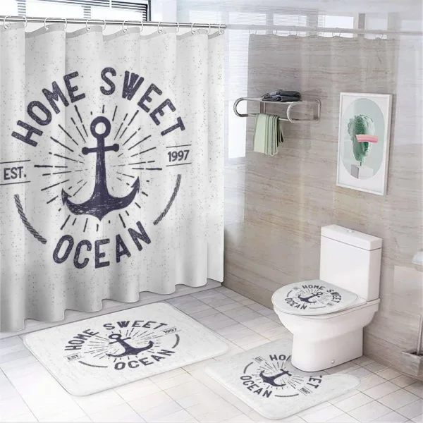 Home Ocean Words on a shower curtain