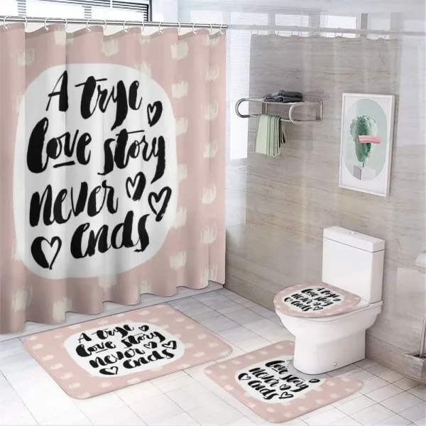Love Story Saying on a shower curtain