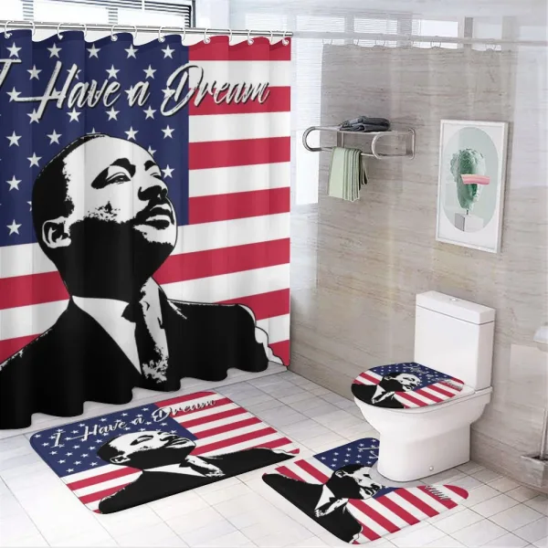 Martin Luther King on a shower curtain