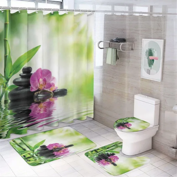 Orchids Rocks Water on a shower curtain