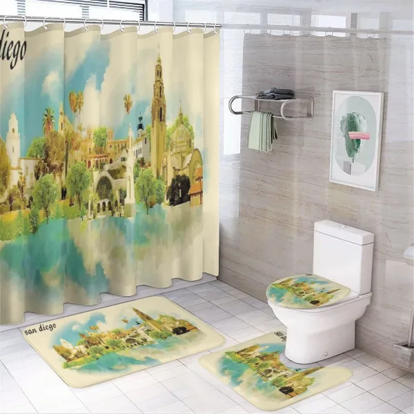 Panoramic USA Watercolor on a shower curtain