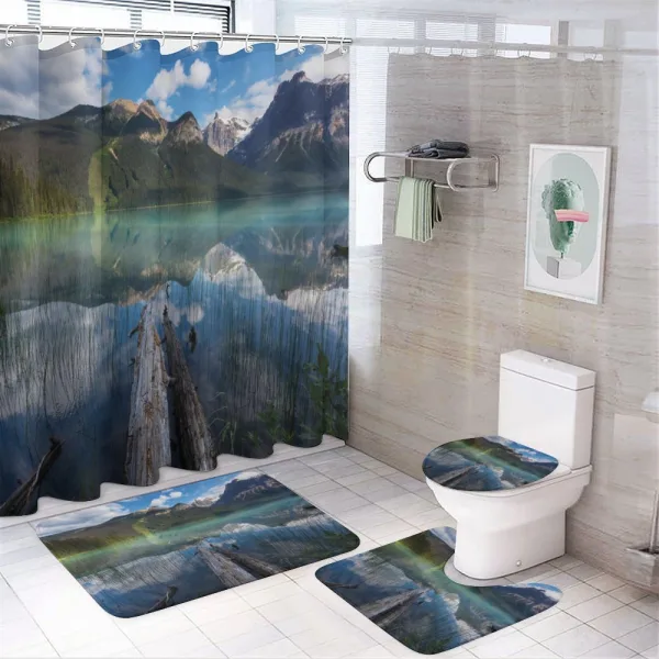 Serenity Emerald Lake on a shower curtain