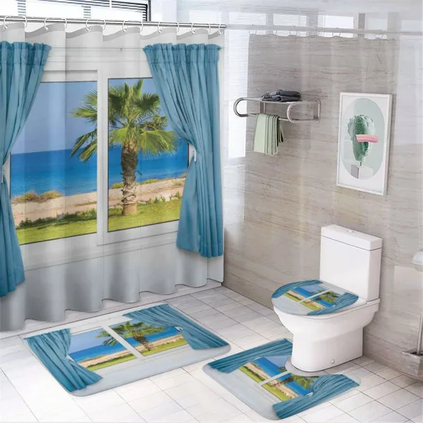 Shore Palm Tree Island on a shower curtain