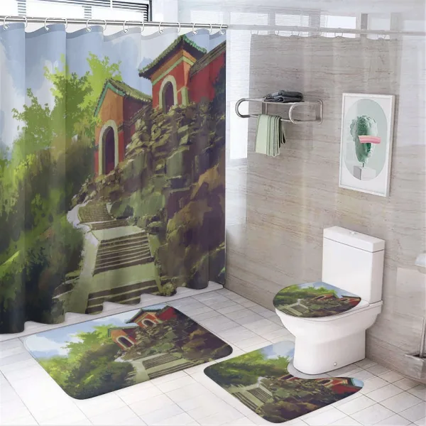 Watercolor House on a shower curtain