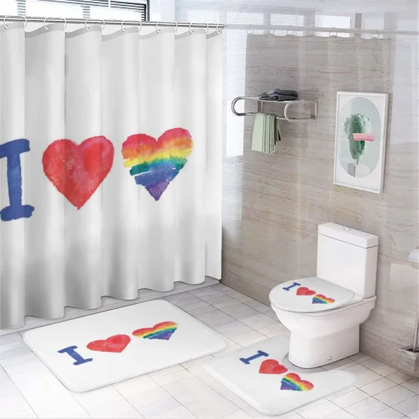 Watercolor I Love LGBT Homo on a shower curtain