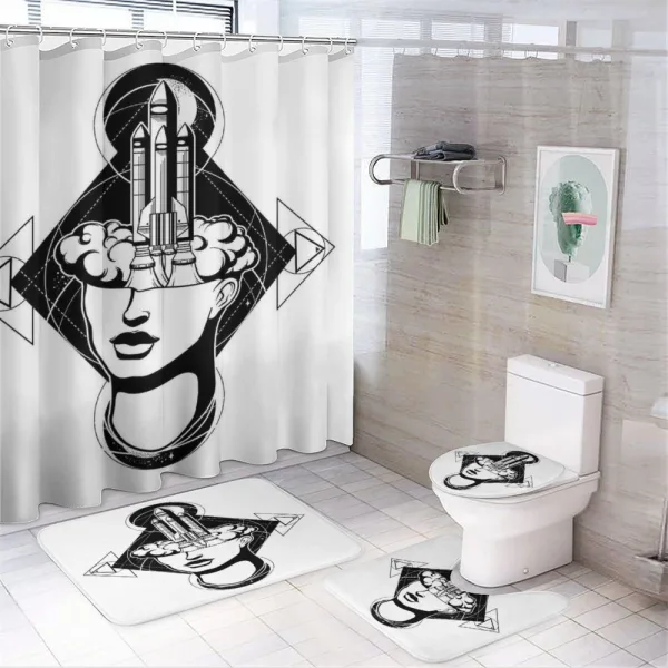 Woman Rocket on a shower curtain