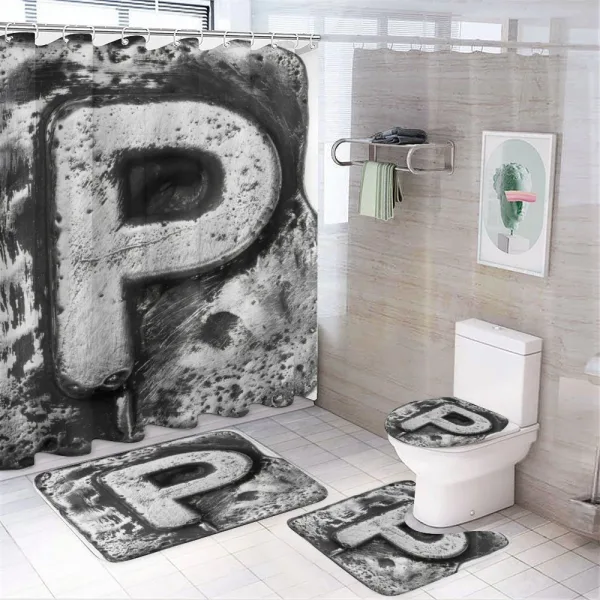 Baroque Style Initials on a shower curtain