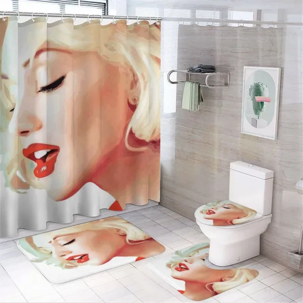 Blonde Girl Woman Figure on a shower curtain