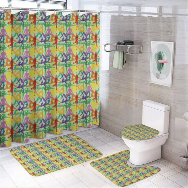 Colorful Poses Eastern Asia on a shower curtain