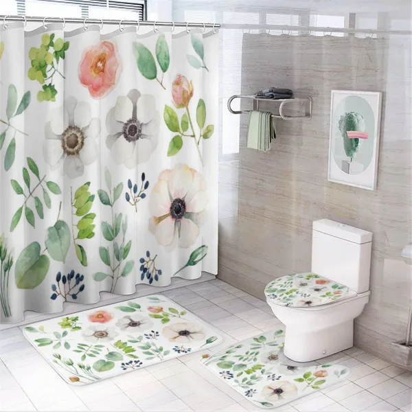 Floral Elements on a shower curtain