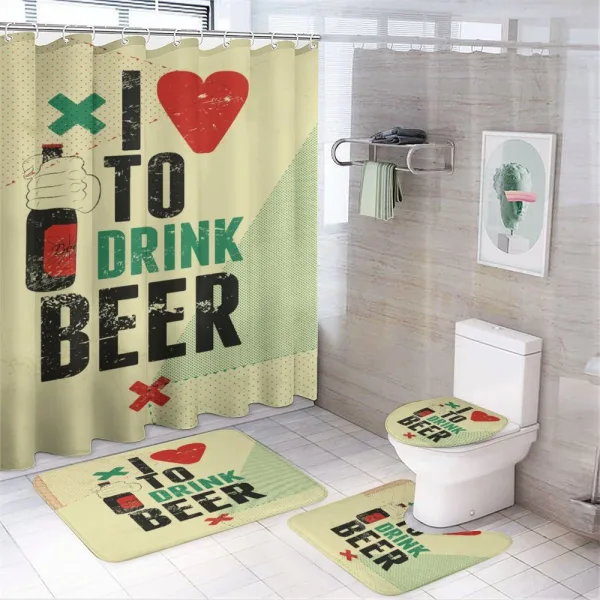Love Beer Grunge Hand on a shower curtain