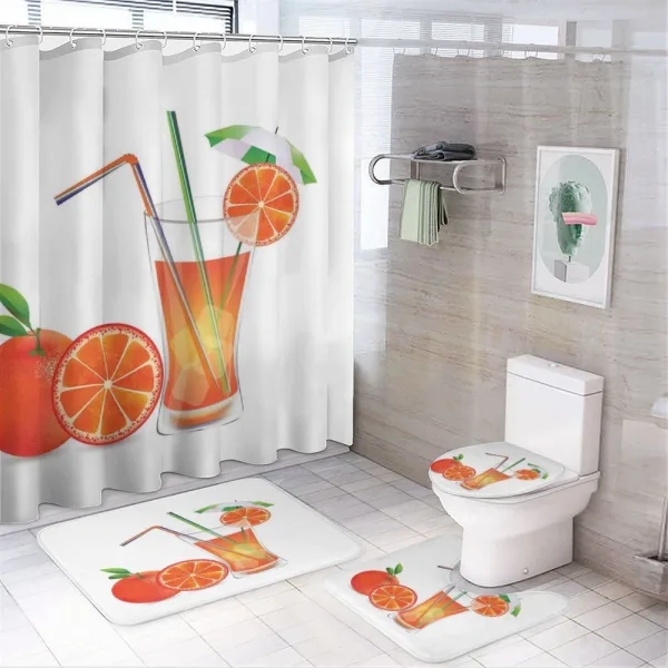 Orange Juice Glass on a shower curtain