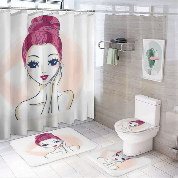 Pink Updo Bun Hairstyle on a shower curtain