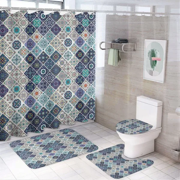 Portuguese Retro Tile on a shower curtain