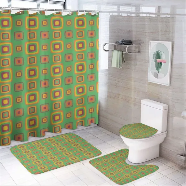 Retro Feelings Squares on a shower curtain