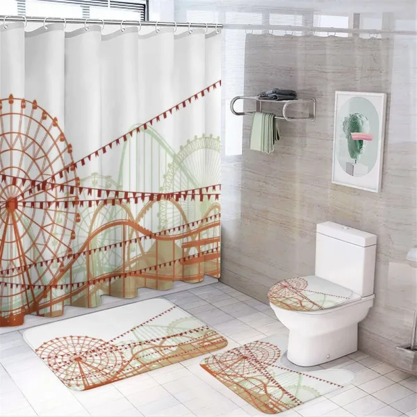 Silhouette Rides Flags on a shower curtain