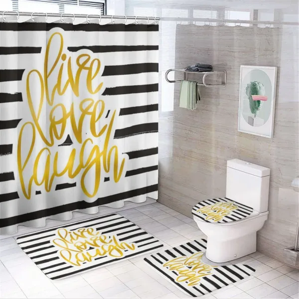 Stripes Text on a shower curtain