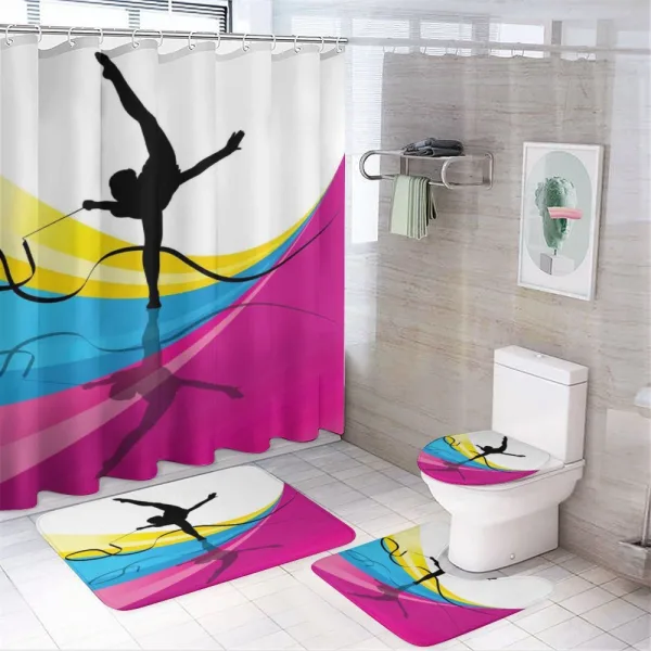 Teenager on a shower curtain