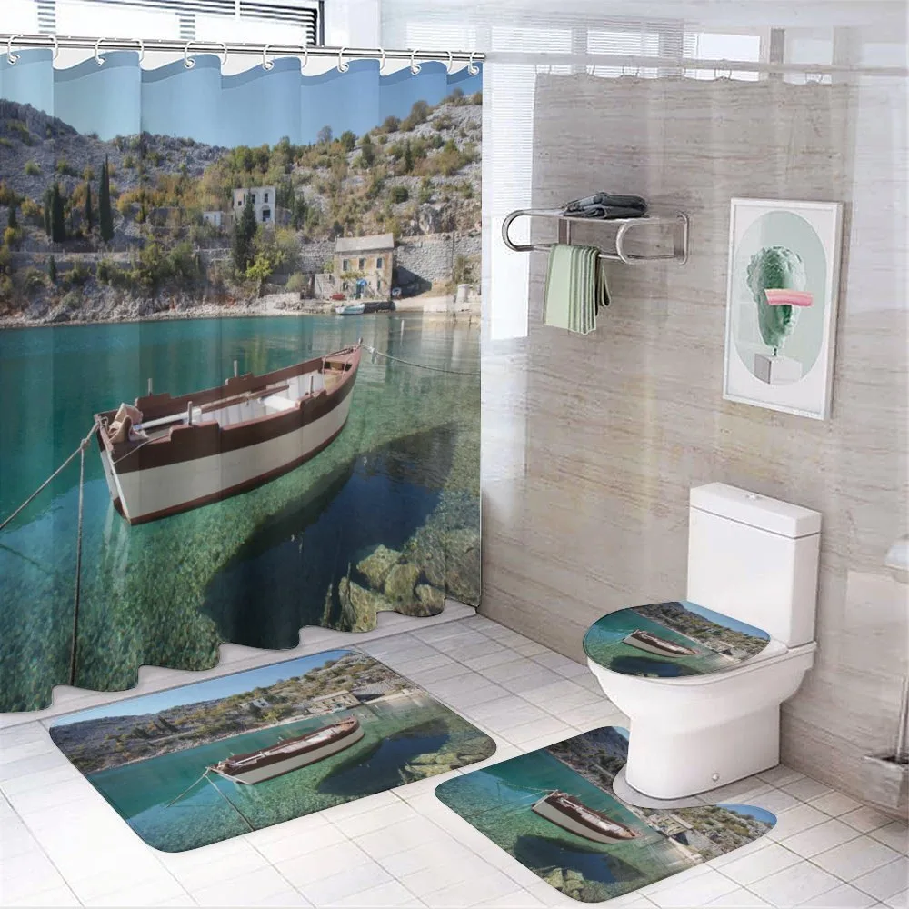 Tranquil Scene Boat on Bay — Your design