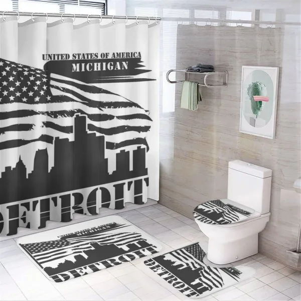 USA Flag Grunge City on a shower curtain