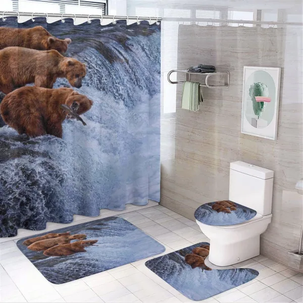 Wild Bear Fish Nature on a shower curtain