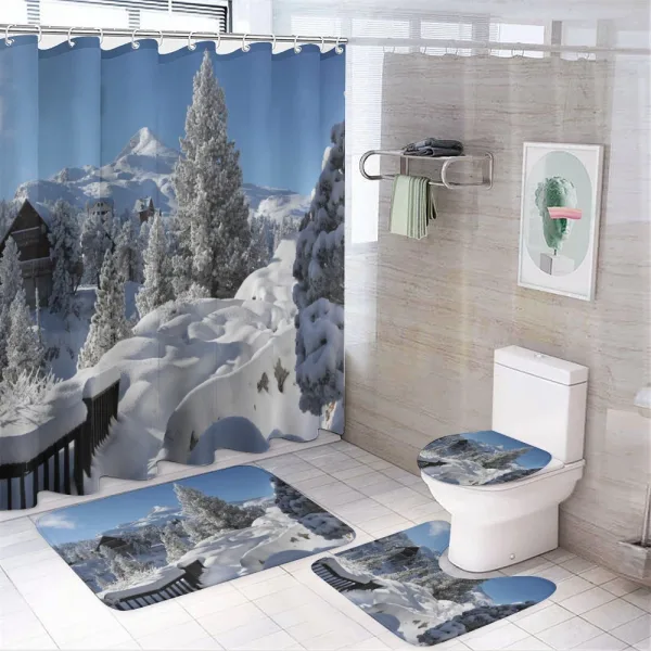 Winter Season in North on a shower curtain