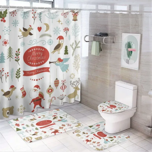 Xmas Elements Design on a shower curtain