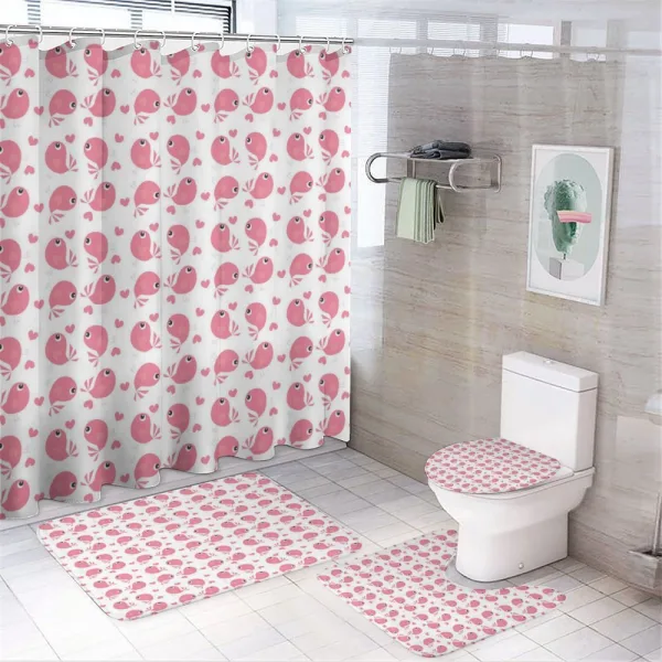 Abstract Love Themed Bird on a shower curtain