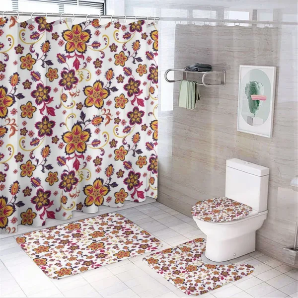 Blooming Flower Pattern on a shower curtain