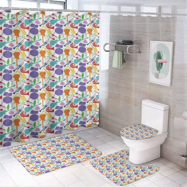 Colorful Instruments Bass on a shower curtain
