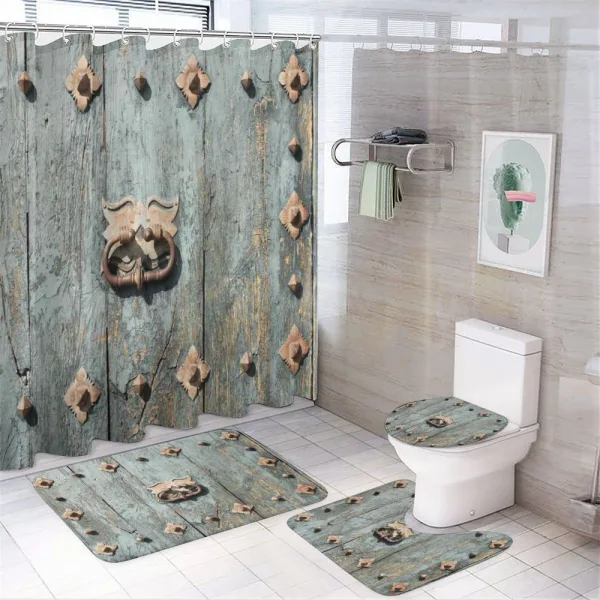 European Building Door on a shower curtain