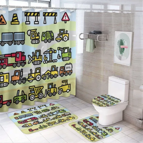 Excavator Loader Machines on a shower curtain