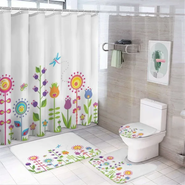 Floral Cartoon Art on a shower curtain