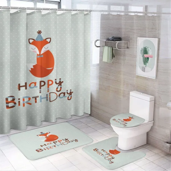 Fox Greeting Text on a shower curtain