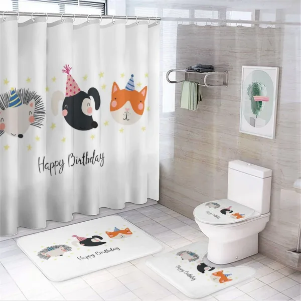 Hedgehog Cat Cursive on a shower curtain