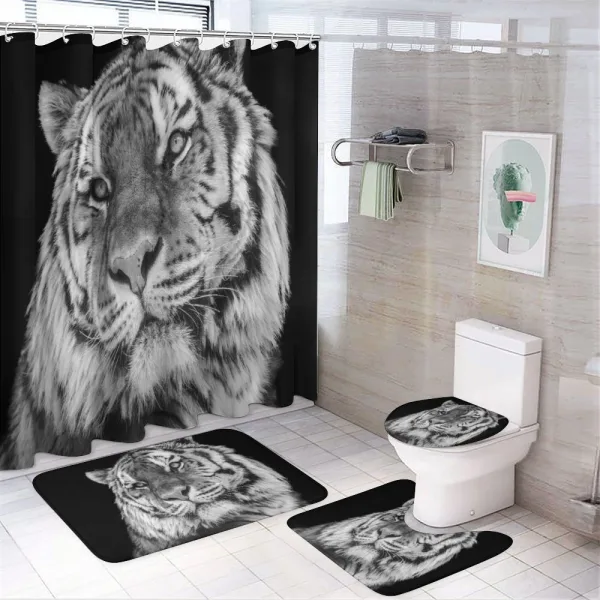 Intense Gaze of Hunter on a shower curtain