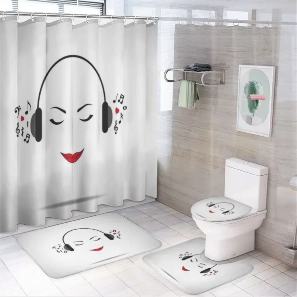 Lady Listening to Music on a shower curtain