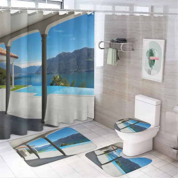 Lake Maggiore Alps View on a shower curtain