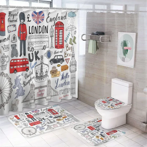 London Double Decker Bus on a shower curtain