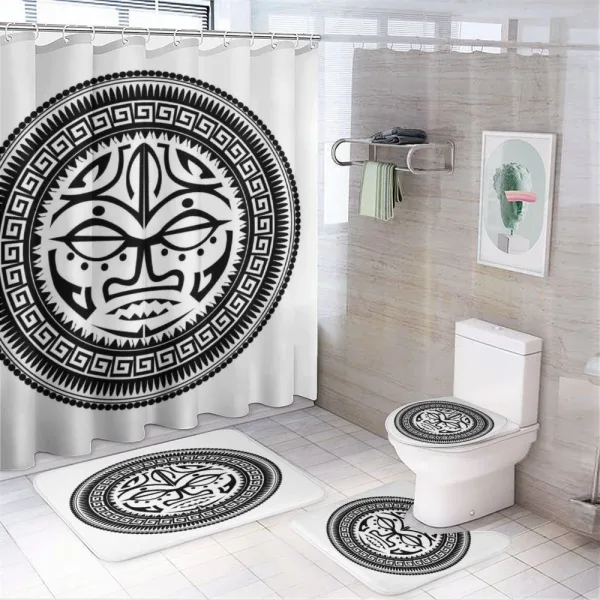 Maori Face Mask on a shower curtain