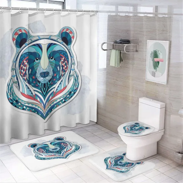 Ornamental Face on a shower curtain