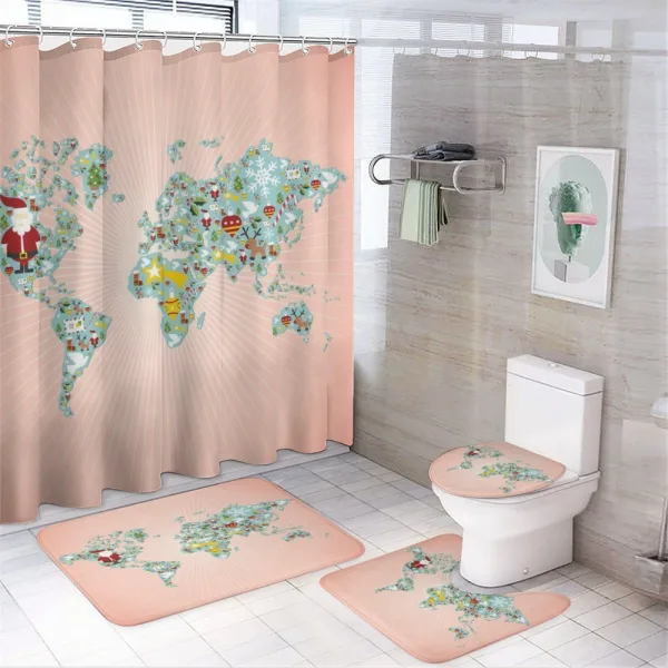 Reindeers Santa Snow on a shower curtain