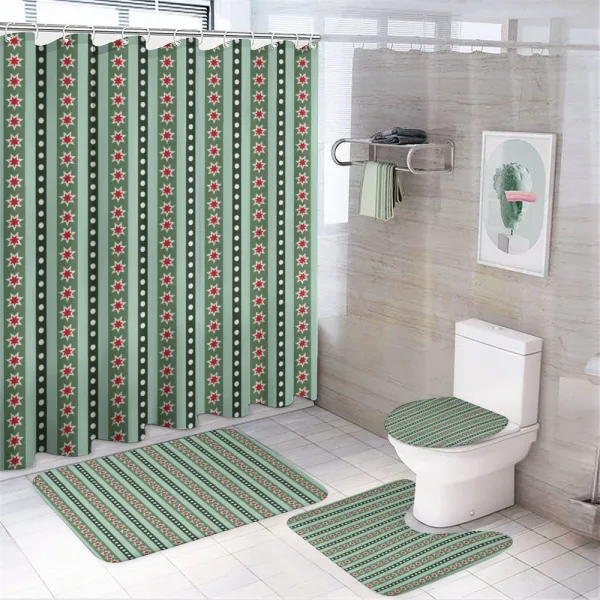 Stars Christmas Motifs on a shower curtain