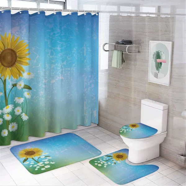 Sunflowers Chamomiles on a shower curtain