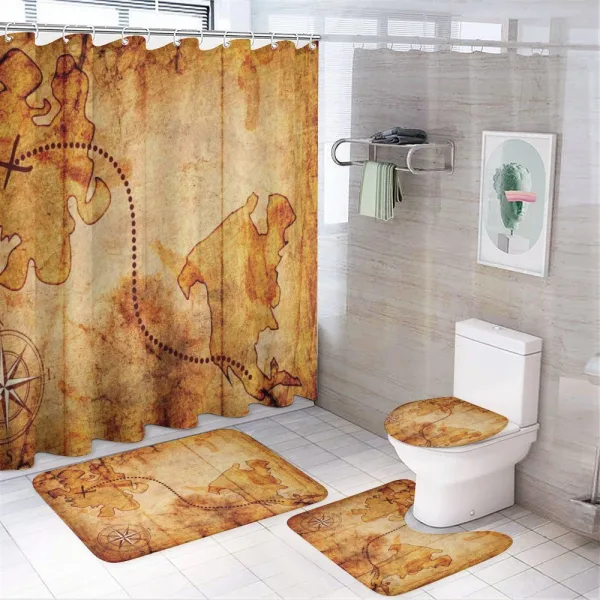 Treasure Map Compass on a shower curtain