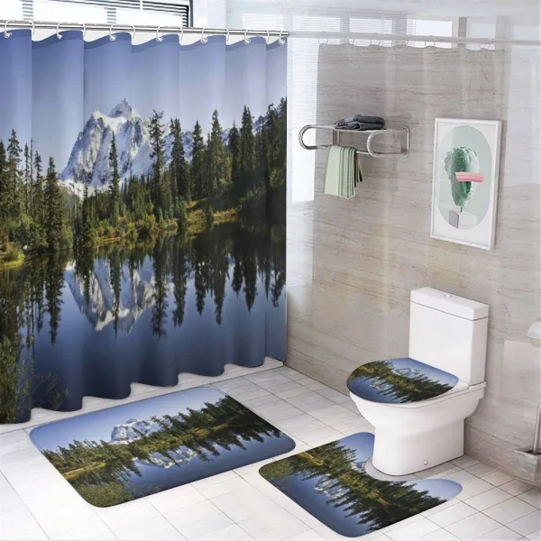 Tree and Snowy Nature on a shower curtain