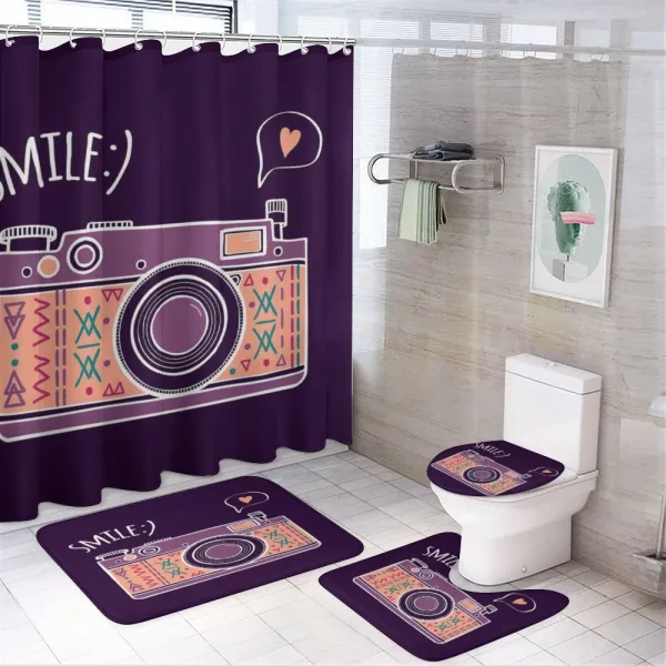 Vintage Old Camera Design on a shower curtain