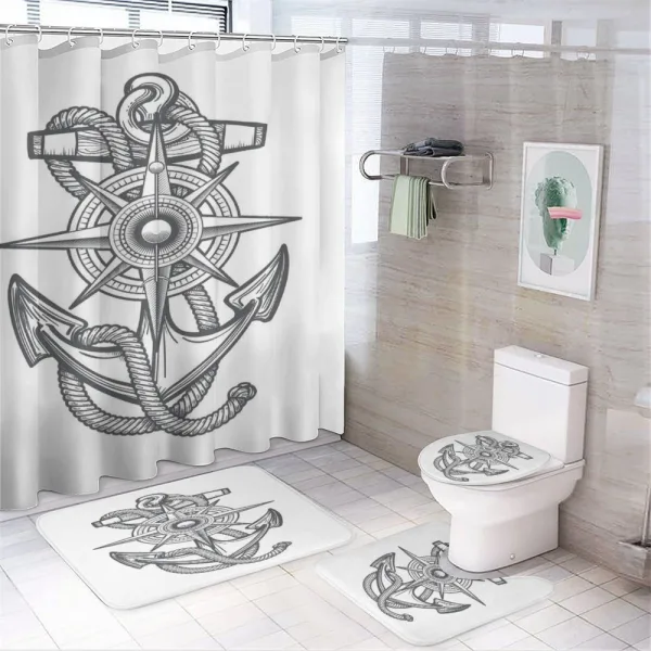 Anchor Rope Sketch on a shower curtain