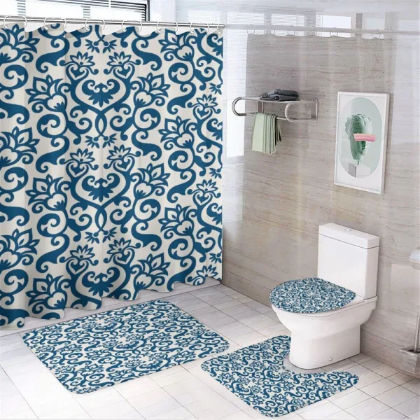 Antique Damask Curvy Art on a shower curtain
